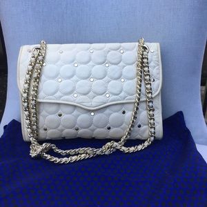 Rebecca Minkoff ivory quilted shoulder and cross body bag with gold hardware